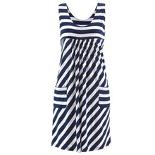 Load image into Gallery viewer, Fashion striped dress large size summer dress  loose simple sleeveless dress women&#39;s clothing
