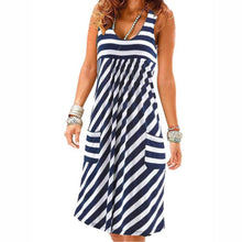Load image into Gallery viewer, Fashion striped dress large size summer dress  loose simple sleeveless dress women&#39;s clothing