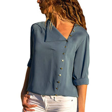 Load image into Gallery viewer, Leisure Blouse 2019 Fashion Long Sleeve Women Blouses and Tops Skew Collar Solid Office Shirt Casual Tops Blusas Chemise Femme