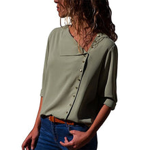 Load image into Gallery viewer, Leisure Blouse 2019 Fashion Long Sleeve Women Blouses and Tops Skew Collar Solid Office Shirt Casual Tops Blusas Chemise Femme
