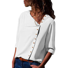 Load image into Gallery viewer, Leisure Blouse 2019 Fashion Long Sleeve Women Blouses and Tops Skew Collar Solid Office Shirt Casual Tops Blusas Chemise Femme