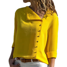 Load image into Gallery viewer, Leisure Blouse 2019 Fashion Long Sleeve Women Blouses and Tops Skew Collar Solid Office Shirt Casual Tops Blusas Chemise Femme