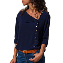 Load image into Gallery viewer, Leisure Blouse 2019 Fashion Long Sleeve Women Blouses and Tops Skew Collar Solid Office Shirt Casual Tops Blusas Chemise Femme