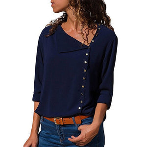Leisure Blouse 2019 Fashion Long Sleeve Women Blouses and Tops Skew Collar Solid Office Shirt Casual Tops Blusas Chemise Femme