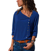 Load image into Gallery viewer, Leisure Blouse 2019 Fashion Long Sleeve Women Blouses and Tops Skew Collar Solid Office Shirt Casual Tops Blusas Chemise Femme