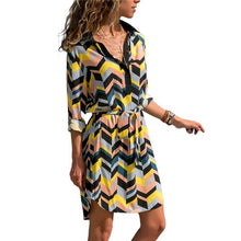 Load image into Gallery viewer, Long Sleeve Shirt Dress 2019 Summer Boho Beach Dresses Women Casual Striped Print A-line Mini Party Dress Vestidos