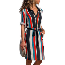 Load image into Gallery viewer, Long Sleeve Shirt Dress 2019 Summer Boho Beach Dresses Women Casual Striped Print A-line Mini Party Dress Vestidos