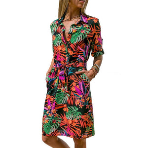 Long Sleeve Shirt Dress 2019 Summer Boho Beach Dresses Women Casual Striped Print A-line Mini Party Dress Vestidos