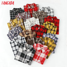 Load image into Gallery viewer, Tangada  fashion women chic oversized plaid blouse long sleeve female casual   print shirts stylish cotton tops blusas XQ01