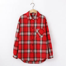 Load image into Gallery viewer, Tangada  fashion women chic oversized plaid blouse long sleeve female casual   print shirts stylish cotton tops blusas XQ01