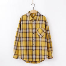 Load image into Gallery viewer, Tangada  fashion women chic oversized plaid blouse long sleeve female casual   print shirts stylish cotton tops blusas XQ01