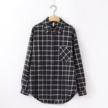 Load image into Gallery viewer, Tangada  fashion women chic oversized plaid blouse long sleeve female casual   print shirts stylish cotton tops blusas XQ01