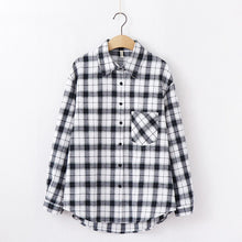 Load image into Gallery viewer, Tangada  fashion women chic oversized plaid blouse long sleeve female casual   print shirts stylish cotton tops blusas XQ01