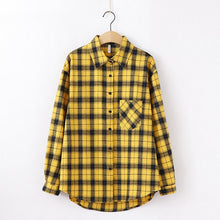 Load image into Gallery viewer, Tangada  fashion women chic oversized plaid blouse long sleeve female casual   print shirts stylish cotton tops blusas XQ01