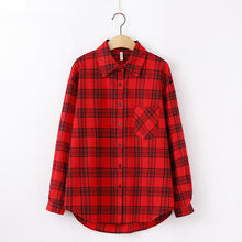 Load image into Gallery viewer, Tangada  fashion women chic oversized plaid blouse long sleeve female casual   print shirts stylish cotton tops blusas XQ01