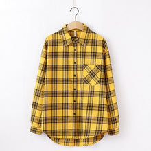 Load image into Gallery viewer, Tangada  fashion women chic oversized plaid blouse long sleeve female casual   print shirts stylish cotton tops blusas XQ01