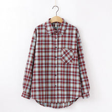 Load image into Gallery viewer, Tangada  fashion women chic oversized plaid blouse long sleeve female casual   print shirts stylish cotton tops blusas XQ01