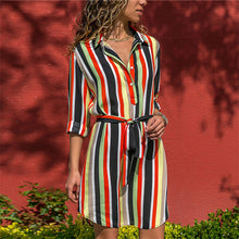 Load image into Gallery viewer, Long Sleeve Shirt Dress 2019 Summer Boho Beach Dresses Women Casual Striped Print A-line Mini Party Dress Vestidos