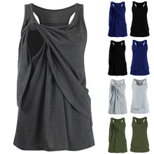 Load image into Gallery viewer, Women&#39;s clothing breastfeeding wrap double-layer sleeveless fashion trend shirt T-shirt summer high pregnant women