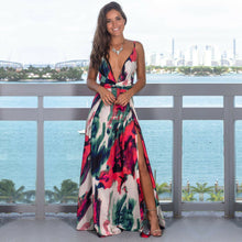 Load image into Gallery viewer, Women&#39;s Sling Floral Long Dresses arrival Summer Boho V-Neck Sleeveless Evening Party Beach Maxi Dress Casual Sundress