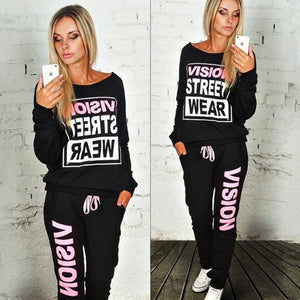 Women's Sets Letter Print 2pcs Casual Tracksuit Suits Sweatshirt Sport Trouser 2 Piece Suit Autumn Winter 2pcs Female Streetwear