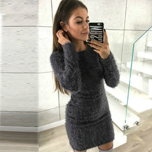 Load image into Gallery viewer, 2019 Women Knit Dress Autumn Winter  Long Sleeve Solid Plush Sweater Dress Women Party Bodycon Sexy Mini Bandage Knitted Dress