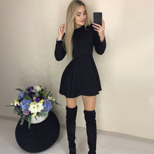Load image into Gallery viewer, Autumn Long Sleeve Sexy a Line Party Dress Ladies Office Work Basic Shirt Dress 2019 Fashion Elegant Mini Dress Winter Vestidos