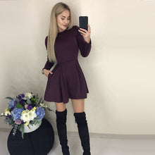 Load image into Gallery viewer, Autumn Long Sleeve Sexy a Line Party Dress Ladies Office Work Basic Shirt Dress 2019 Fashion Elegant Mini Dress Winter Vestidos