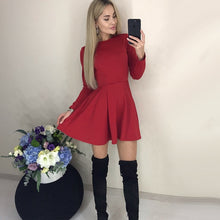 Load image into Gallery viewer, Autumn Long Sleeve Sexy a Line Party Dress Ladies Office Work Basic Shirt Dress 2019 Fashion Elegant Mini Dress Winter Vestidos