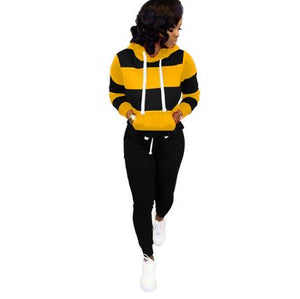 WinterThick and fluffy  Women's set Tracksuit Full Sleeve Hoodied Sweatshirt Pockets Pants Suit Two Piece Set Outfits sweatsuit