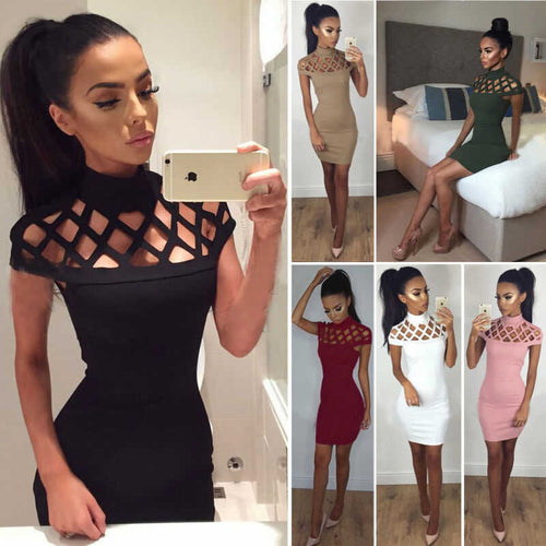 Summer Cocktail Evening Bodycon Sleeveless Party Short Dress Mini Bandage Women