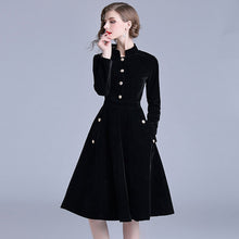 Load image into Gallery viewer, Robe Vintage Velvet Black Office Dress Long Sleeves Winter Womens Dresses New Arrival 2019 Midi Party Dress Zomer Jurk K8858