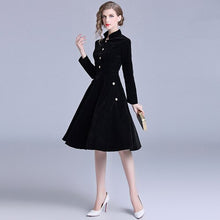 Load image into Gallery viewer, Robe Vintage Velvet Black Office Dress Long Sleeves Winter Womens Dresses New Arrival 2019 Midi Party Dress Zomer Jurk K8858