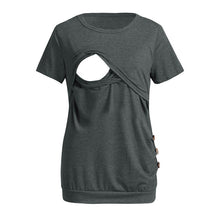 Load image into Gallery viewer, Women&#39;s Nursing Short Sleeve Solid Print Tops Breastfeeding Sweatshirt Shirt maternity shirt robe femme enceinte hamile giyim