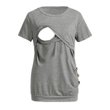 Load image into Gallery viewer, Women&#39;s Nursing Short Sleeve Solid Print Tops Breastfeeding Sweatshirt Shirt maternity shirt robe femme enceinte hamile giyim