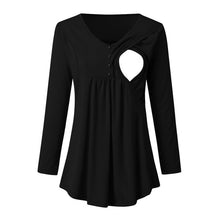 Load image into Gallery viewer, Pregnant Women&#39;s Clothing V-Neck Solid Color Fashion Casual Long-Sleeved Ruffle Breastfeeding Clothes Для Кормящих Мам Одежда