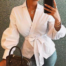 Load image into Gallery viewer, Women Blouse Shirt 2019 Female Clothing  Lantern Sleeve Print Women&#39;s Office Shirts Feminine Blouses Button Ladies Tops