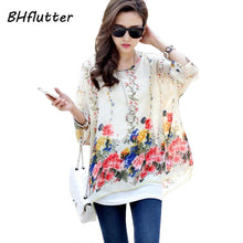 Load image into Gallery viewer, Blouse Shirt Women 2018 New Fashion Floral Print Summer Style Chiffon Blouses and Tops Women&#39;s Clothing Plus Size Shirts Blusas