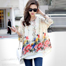 Load image into Gallery viewer, Blouse Shirt Women 2018 New Fashion Floral Print Summer Style Chiffon Blouses and Tops Women&#39;s Clothing Plus Size Shirts Blusas