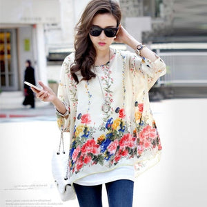 Blouse Shirt Women 2018 New Fashion Floral Print Summer Style Chiffon Blouses and Tops Women's Clothing Plus Size Shirts Blusas