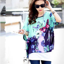 Load image into Gallery viewer, Blouse Shirt Women 2018 New Fashion Floral Print Summer Style Chiffon Blouses and Tops Women&#39;s Clothing Plus Size Shirts Blusas