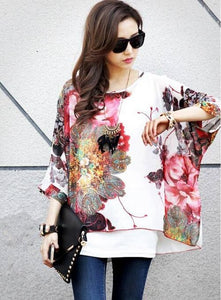 Blouse Shirt Women 2018 New Fashion Floral Print Summer Style Chiffon Blouses and Tops Women's Clothing Plus Size Shirts Blusas