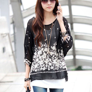 Women's Chiffon Tops 2018 New Fashion Summer Shirt Boho Style Batwing Casual Blouses Blusas 4XL 5XL 6XL Plus Size Women Clothing