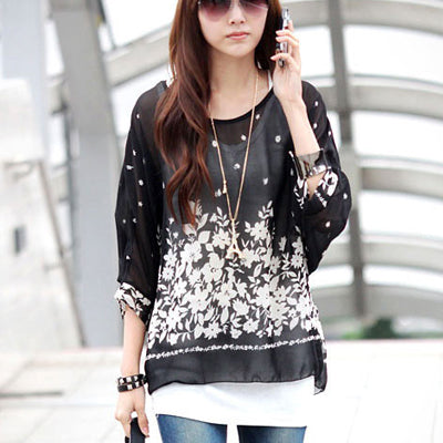 Women's Chiffon Tops 2018 New Fashion Summer Shirt Boho Style Batwing Casual Blouses Blusas 4XL 5XL 6XL Plus Size Women Clothing