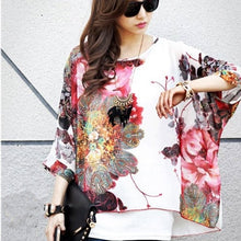 Load image into Gallery viewer, Women&#39;s Chiffon Tops 2018 New Fashion Summer Shirt Boho Style Batwing Casual Blouses Blusas 4XL 5XL 6XL Plus Size Women Clothing