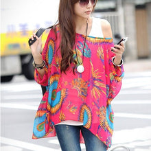 Load image into Gallery viewer, Women&#39;s Chiffon Tops 2018 New Fashion Summer Shirt Boho Style Batwing Casual Blouses Blusas 4XL 5XL 6XL Plus Size Women Clothing