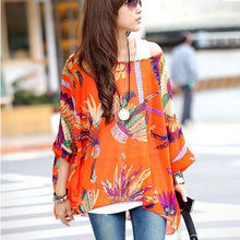 Load image into Gallery viewer, Women&#39;s Chiffon Tops 2018 New Fashion Summer Shirt Boho Style Batwing Casual Blouses Blusas 4XL 5XL 6XL Plus Size Women Clothing
