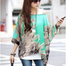 Load image into Gallery viewer, Women&#39;s Chiffon Tops 2018 New Fashion Summer Shirt Boho Style Batwing Casual Blouses Blusas 4XL 5XL 6XL Plus Size Women Clothing