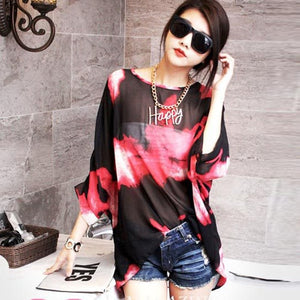 Women's Chiffon Tops 2018 New Fashion Summer Shirt Boho Style Batwing Casual Blouses Blusas 4XL 5XL 6XL Plus Size Women Clothing