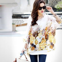 Load image into Gallery viewer, Women&#39;s Chiffon Tops 2018 New Fashion Summer Shirt Boho Style Batwing Casual Blouses Blusas 4XL 5XL 6XL Plus Size Women Clothing